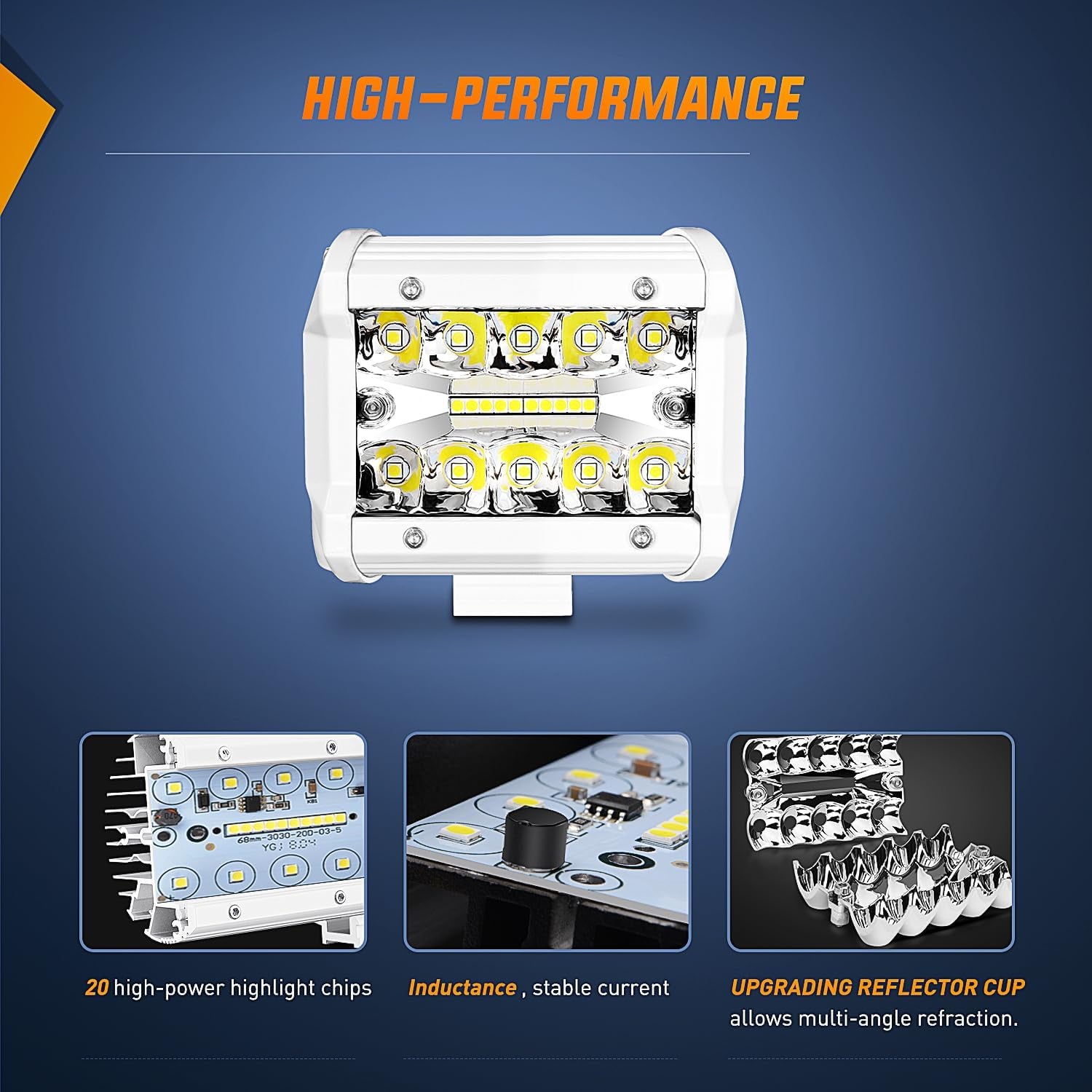 2PCS 4 Inch White Spot Flood Combo 
