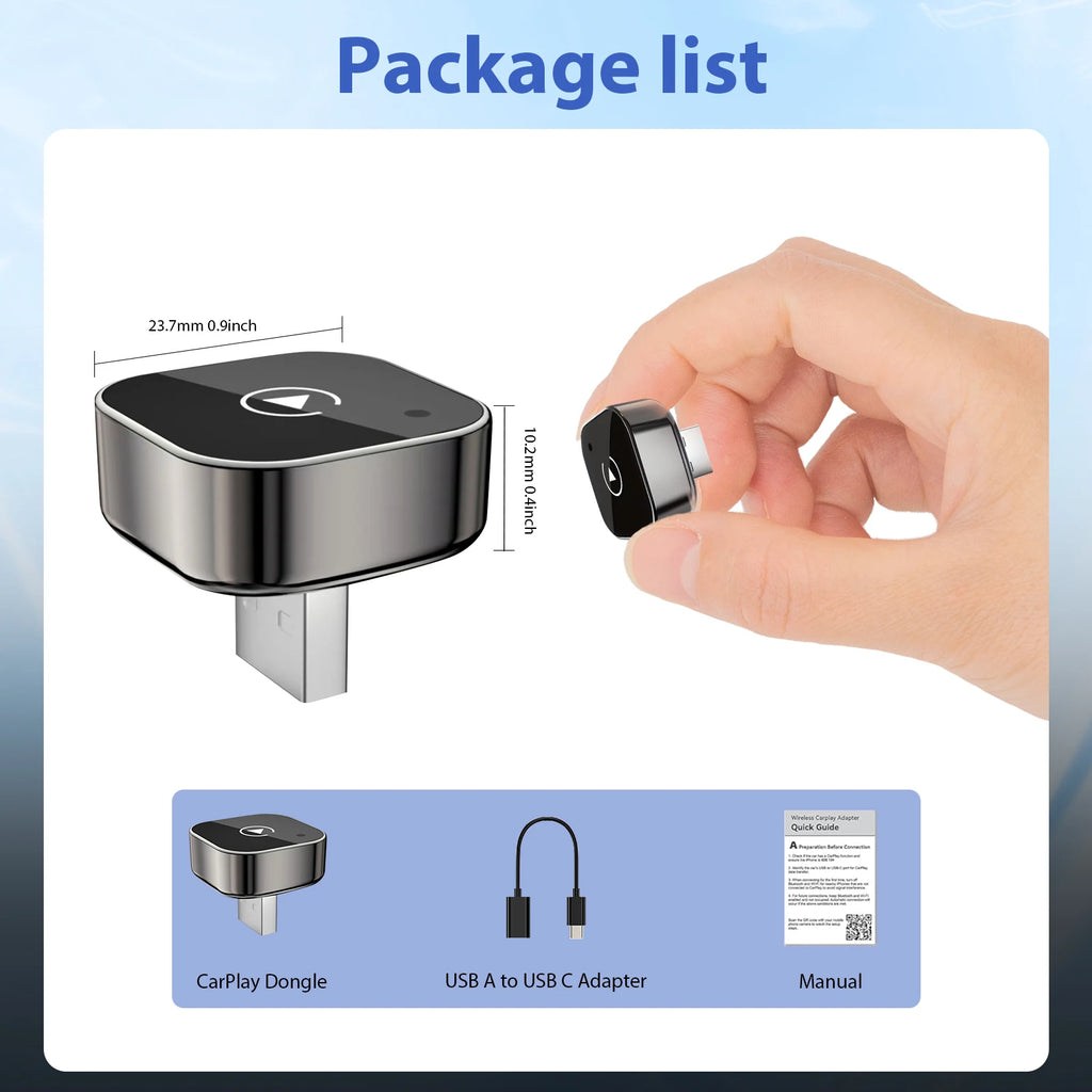 2 in 1 Wireless Carplay Adapter Android Auto Wireless Adapter, 5Ghz Wifi Type-C/Usb 