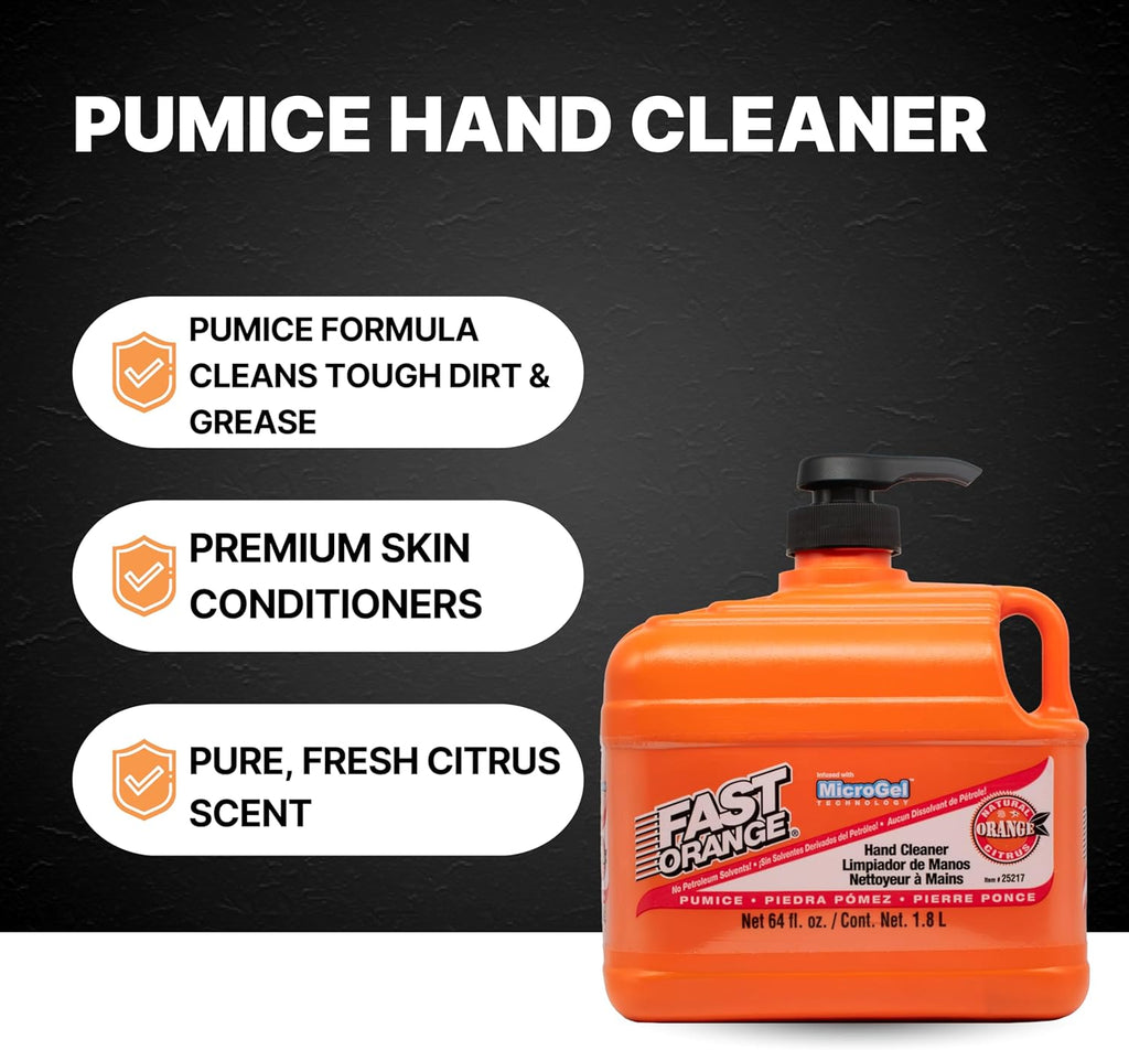 1/2 gallon Heavy Duty Hand Cleaner, Citrus Scent, Waterless Cleaner for Mechanics, Strong Grease Fighter