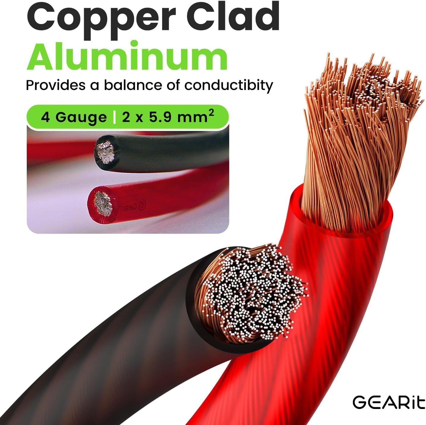 4 Gauge Wire for Automotive Power/Ground, Battery Cable, Car Audio, RV, Amp Wiring Kit, (25 Feet Each- Black/Red Translucent)