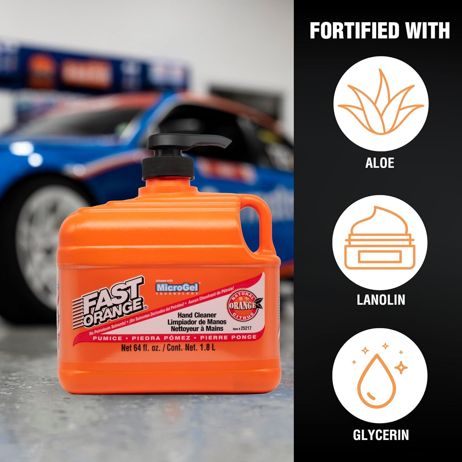 1/2 gallon Heavy Duty Hand Cleaner, Citrus Scent, Waterless Cleaner for Mechanics, Strong Grease Fighter
