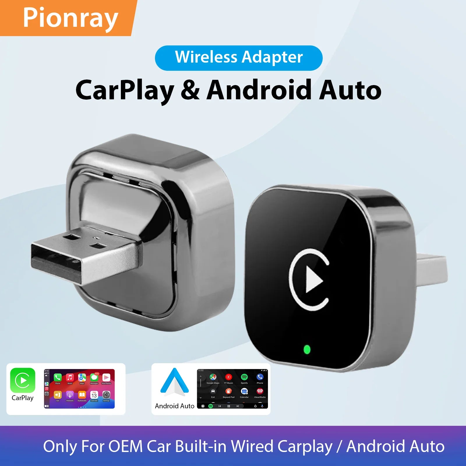 2 in 1 Wireless Carplay Adapter Android Auto Wireless Adapter, 5Ghz Wifi Type-C/Usb 