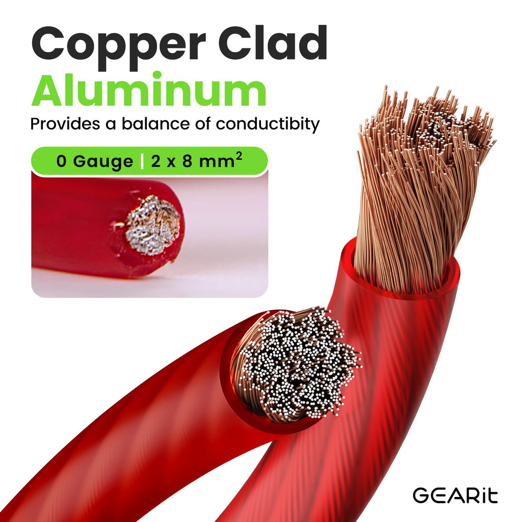 1/0 Gauge Wire (25Ft - Red Translucent) Copper Clad Aluminum CCA - Primary Automotive Wire Power/Ground, Battery Cable, Car Audio Speaker, RV Trailer, Amp, Electrical 0Ga AWG 25 Feet